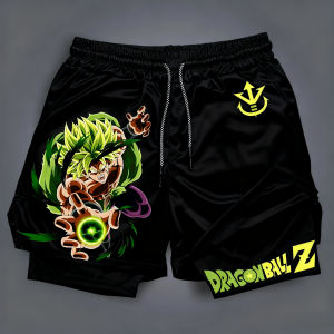 Bandai | Dragon Ball Joint Double Layer Shorts 2025 Summer Mens Y2K New Broli Anime Printed Gym Training Swimming 2-in-1 Sports Shorts
