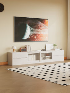 Modern Minimalist Storage TV Cabinet Cream Style Floor