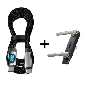 USB-C Cable Holder 240W Digital Display Screen Type-C Fast Charge Cord For iPhone17 Xiaomi Android Phone C-C OTG Bracket Adapter
