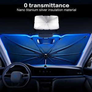 Car Sunshade Umbrella-style Front Glass Silver Glue Sunscreen Heat Insulation Cloth Uv Resistant Folding Umbrella Tools Amagi
