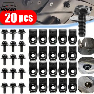 【WOKEN】20pcs Rivet U-shaped Nut Clamp Body Engine Cover Floor Splash Guard M6 Screw Chassis Bumper Fender Liner Fixer Car Parts