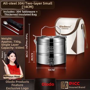 Olodo | Food Grade Stainless Steel Insulated Lunch Box Multi-layer Partition Large Capacity