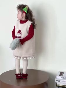1.13 Váy Liền Bé Gái Mẫu Thu Đông 2024 Váy Vest Lót Nhung Cho Bé Mẫu Mới Trang Phục Mùa Đông Trẻ Em Bộ Váy Chúc Tết