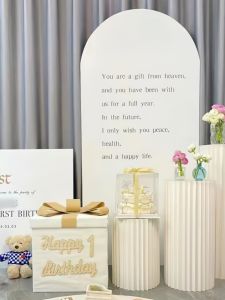 White Background First Birthday Decoration Boys Girls KT Board Wall Decorations Celebration Supplies Festive Accessories