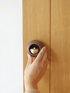 Japanese Round Egg Type Magnetic Wireless Wooden Doorbell Retro Opening Door Copper Wind Chime Household Hanging Reminding Doorbells