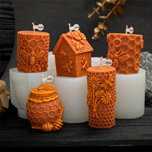 Honeycomb Pillar Candle Mold Beehive Honey Jar Silicone Mold Realistic Honeycomb Pillar Resin Mold DIY Soap Mold for Home Decor