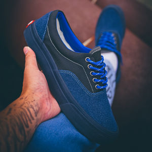 High-End Blue Black Vintage Canvas Skate Shoes Casual Sneakers Youth Low Top Flat Heel Wear Resistant Rubber Outsole Shoes