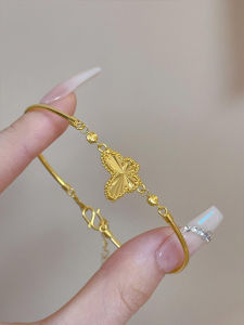 Gold Laser Butterfly Bracelet Womens New 2025 999 Gold Bracelet Luxury Sensation Gift for Her Fashionable Jewelry Accessory