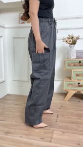 Calana Cargo Wanita Highwaist Kulot Cargo Jumbo Kekinian Korean Style