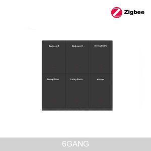 Manhot Zigbee DIY Name Switch Black Glass Panel 1-8 Gang with Radar Sensing Push Wall Light Switch Works With Tuya Zigbee2MTTQ
