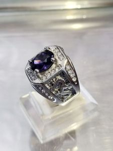 Cincin pria t0p4S ring silver titanium motip N4GA