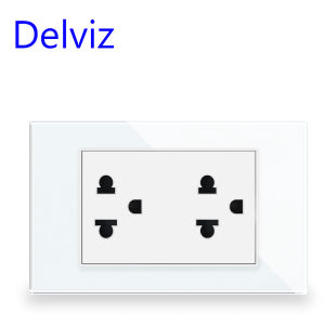 Delviz Thailand Standard Power Outlet AC 110V~250V120mm*72mm TougheningCrystal Glass Panel Thai Electric plug 15A Wall Socket
