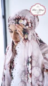 Ummi Athaya - Mukena Dewasa Silk Motif Bunga Calista Sutra Velvet Premium Mewah