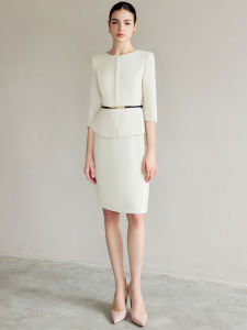 Elegant Beige Professional Suit Dress Women High-End Feel Noble Lady Medical Beauty Work Uniform Spring Summer Autumn