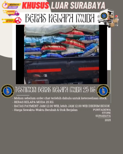 Beras Kelapa Muda 25 kg Khusus Luar Surabaya (Reguler Cargo)