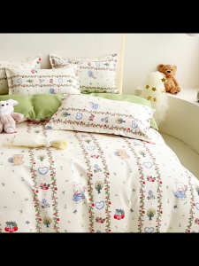 🛏️Soft Cloud ปลอกผ้านวม ผ้าปูที่นอน ปลอกหมอน ป้องกันไรฝุ่น☁ 3.5/4/5/6ฟุต☁ผ้าฝ้าย 100%นุ่ม เป็นมิตรกับผิว
