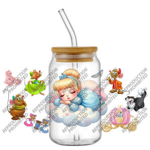 Funko | Popular Cartoon Cute Princess Sleeping in the clouds 16oz UV DTF 3D Transfer Sticker Decals For Glass Can Cup Craft DIY Creative