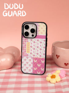เคส iPhone 16 pro Max 15 DUDUGUARD ลายดอกไม้สีชมพู ดีไซน์น่ารัก น่ารัก สไตล์เกาหลี อบสดใหม่ ฝาป้องกันน่ารัก
