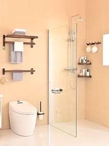 Rustproof Aluminum Towel Hanger Bathroom Kitchen & Rustic Wooden Towel Rack for Bathroom Towel Bars Accessories Foldable