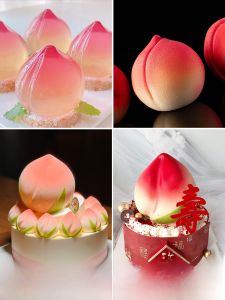 Traditional Chinese Style Silicone Baking Mold Food Grade Chocolate Maker 3D Peach Shaped Hollow French Mousse Cake Mold