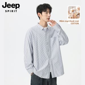 JEEP SPIRIT | Áo Sơ Mi Nam Vintage Form Rộng Cổ Trụ Tay Dài