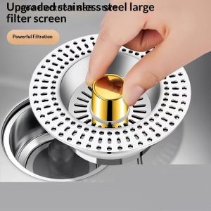 【G】Stainless Steel Kitchen Sink Drain Strainer With Basket Filter Anti Clog Sink Strainer Plug Jump Up Up Sink Stopper Kitchen