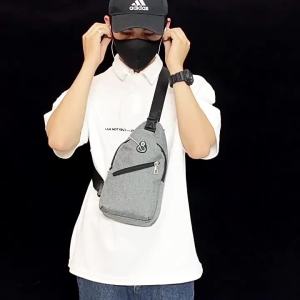 Beg Selempang Lelaki Kalis Air usb Beg Dada Boleh Dicas semula Beg Selempang Berbasikal Perjalanan Beg Dada Lelaki Beg Selempang Bera Kasual