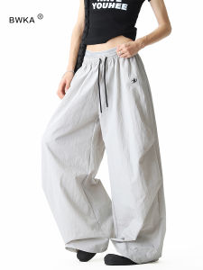 American Style Lightweight Wide Leg Sports Pants Mens Loose Casual Long Trousers Summer Drapey Pleated Paratrooper Workwear