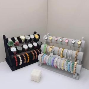 Bracelet Display Rack 2-Layer 3-Layer Bracelet Storage Rack Velvet Jewelry Rack Suitable for Necklaces Headbands Watches
