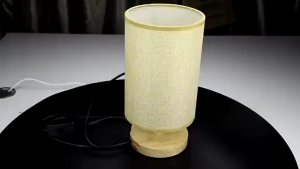 LED Bedside Lamp Night Lights Table Lamp For Bedroom Wooden Desk Lamp Bedside Night Light with Cylinder Lamp Shade Home Decor