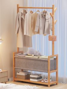Simple Bamboo Clothes Hanger Modern Bedroom Floor Coat Rack Shoe Rack Balcony Living Room Clothes Drying Rack ยูสีไลฟ์