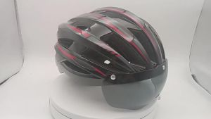 Bike Helmet with Rechargeable LED Rear Light Detachable Visor Adjustable Ventilated Cycling Helmet for MTB Road Bicycle