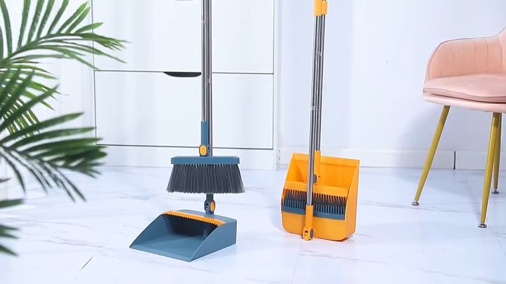 Bộ Chổi Quét Nhà Kèm Hốt Rác 3 In 1 Đa Năng Lông Chổi Cứng Quét Sạch Bụi Bẩn Tóc Có Thanh Gạt Tóc Rác Tiện Lợi