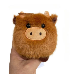 Kawaii Scottish Highland Cow Plush Keychain Cute Stuffed Animal Ornaments Super Soft Plushie Pendant Car Accessories X-mas Gift
