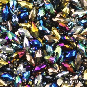 จี้คริสตัลทรงหยดน้ำแบบบริโอเล็ต ชุบสี ลูกปัดแก้วคริสตัลออสเตรีย รูปหยดน้ำ ขนาด 6x12 มม. 50 ชิ้น สำหรับทำเครื่องประดับ สร้อยข้อมือ DIY