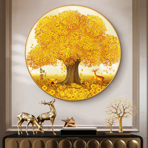 New 2025 Diamond Painting Full Drill round Wealth Tree Cross Stitch Living Room Entrance Chinese Style Simple Handmade Artwork