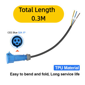 0.5m 7.2KW CEE blue Power Female Plug For Portable EV fast Charger Schuko Plug Socket Adapter Connector 32A 1Phase Charging