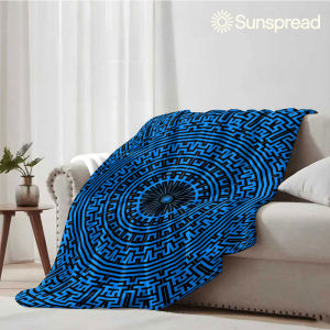 Beast Kingdom | blue circular maze Soft Warm Flannel Blanket Lightweight Cozy Christmas Halloween Home Decor Room