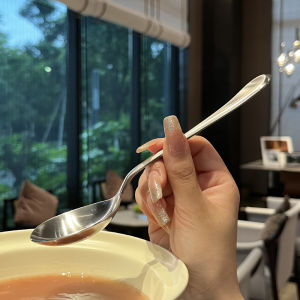 Large Mouth Soup Spoon 316 Stainless Steel Wide Handle Deep Spoon Head Main Course Boss Lady Tears Sell Dining Utensils