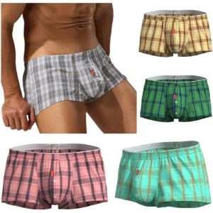 SEOBEAN Mens Cotton Plaid Tracksuit Shorts Front Open Pajama Loose Fit Male Comfortable Breathable Summer Clothing