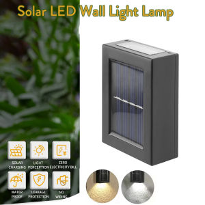 LED Wall Lamp Solar Powered Wall Light 2 LEDs Black Small Wall Lamp for Garden Patio Balcony Decoration