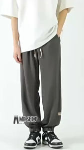 MKSHOP CASUAL LONG PANTS MEN Waffle Pants Men Jogger Straight Loose Tapered Youth Casual Pants SELUAR LELAKI K043