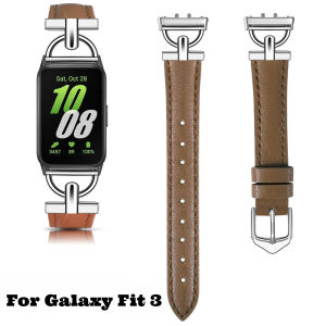 For Samsung Galaxy Fit 3 Metal+Leather Strap For Samsung Fit 3 Smart Watch Accessories Wristband For Galaxy Fit 3 Bracelets Belt