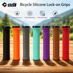 ODI | ODI VS-21 Lock-On Bicycle Handlebar Grips Anti-Slip Silicone Cover with Waffle Pattern for Shock Absorption on Mountain Bikes