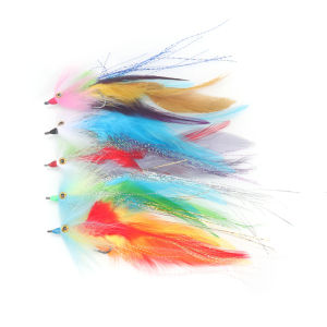 1PC 5PCS #2/0 Rooster Hackle Fish Streamer Trout Steelhead Salmon Pike Streamer Fly Seawater Fly Fishing Flies Lure Big Streamer
