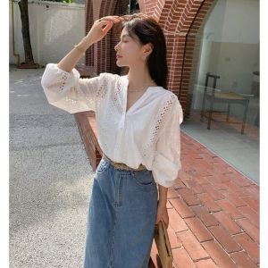 TM 2903 Blouse Deanna embroidered cotton band collar top katbol import