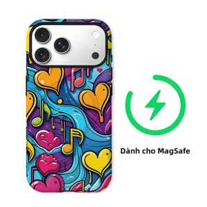 Ốp Điện Thoại iPhone 17/16/15/14/13 Pro Max Plus Họa Tiết Trái Tim Graffiti Nhiều Màu Sắc Nam Châm Chống Sốc Hai Lớp Chống Xước Chất Liệu TPU Mềm