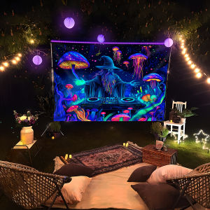 VIKAMA Phù Thủy Huyền Bí Psychedelic Tấm Thảm Màu Neon Mơ Mộng Không Gian Thiền Định Ngoài Trời Trang Trí Tiệc Ấm Cúng Sân Trong Tác Phẩm Nghệ Thuật Polyester