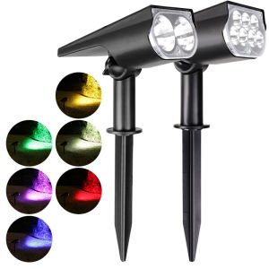 Solar Spotlights with Ground/Wall Mount Auto ON/OFF LED Landscape Lighting for Garden Lawn Trees