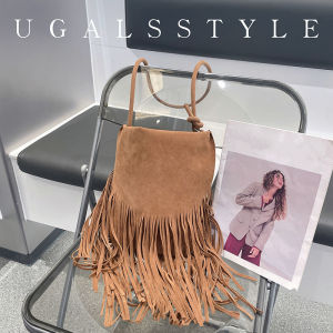 UGALS | Fringe Retro Velvet Suede Tote & Bucket Bag